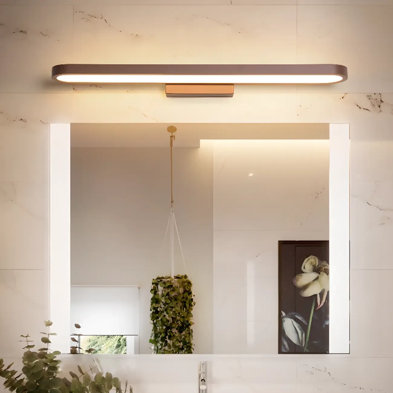 Modern Coffee Straight LED Bathroom Vanity Light in Hardwired