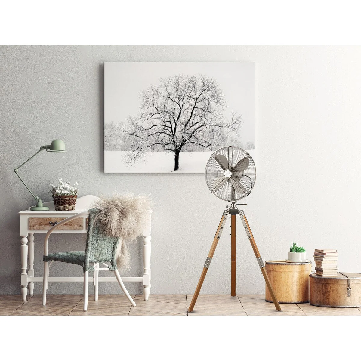 Star Fans Star Tripod 16-inch Stand Fan with Wooden Legs