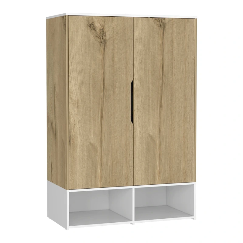 Rosie Armoire Two Door with Two Open Shelves, Five Shelves and Hanging Rod - N/A