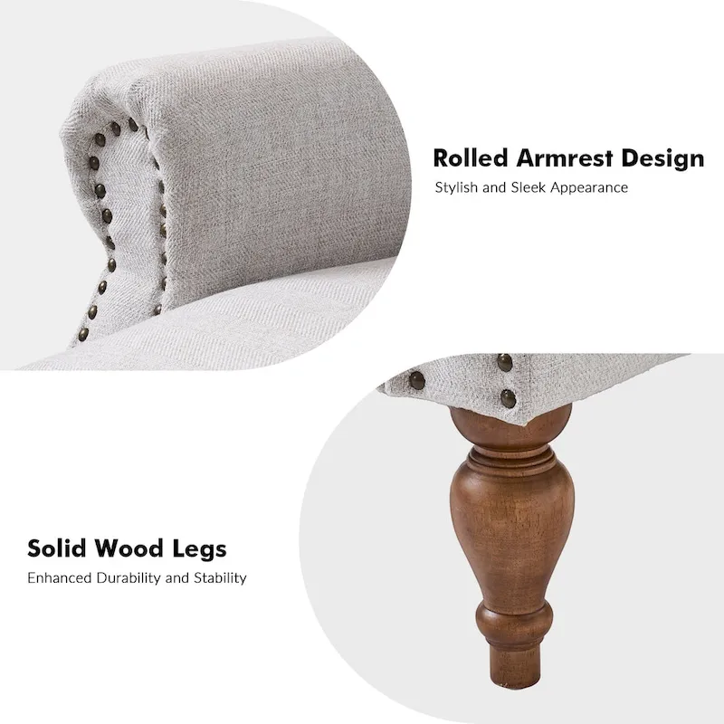 Traditional Roll Arm Manual Recliner with Solid Wood Legs