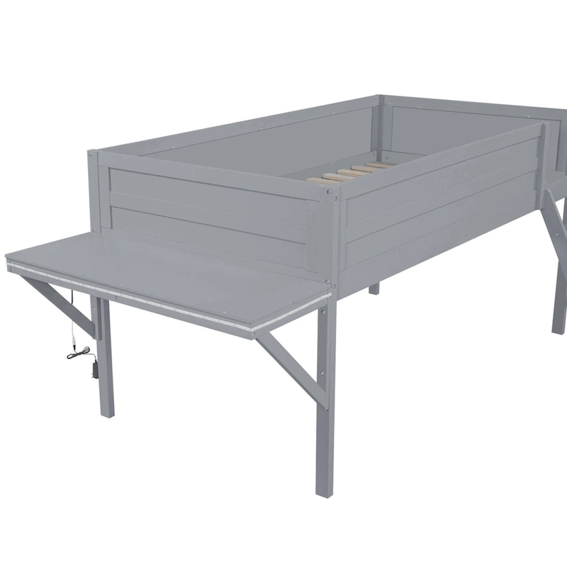 Twin Wood Gaming Loft Bed with LED Desk