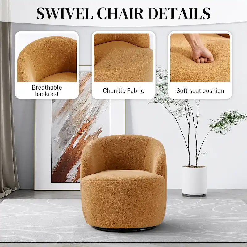 Ouyessir Modern Teddy Upholstered Swivel Barrel Chair(Set of 2)