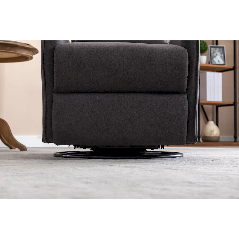 Cotton Linen Fabric Swivel Rocking Chair Glider Rocker Recliner Nursery Chair with Adjustable Back and Footrest
