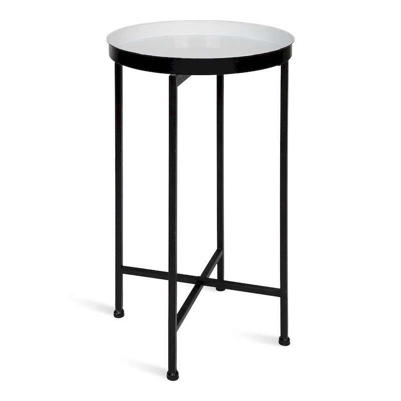 Kate and Laurel Celia Round Metal Tray/ Foldable Accent Table - 14x14x25.75