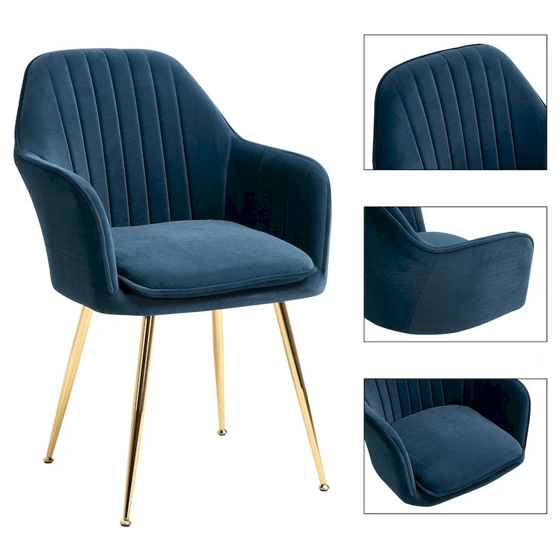 AVAWING Upholstered Dining Chair (Set of 6) Velvet Accent Arm Chair