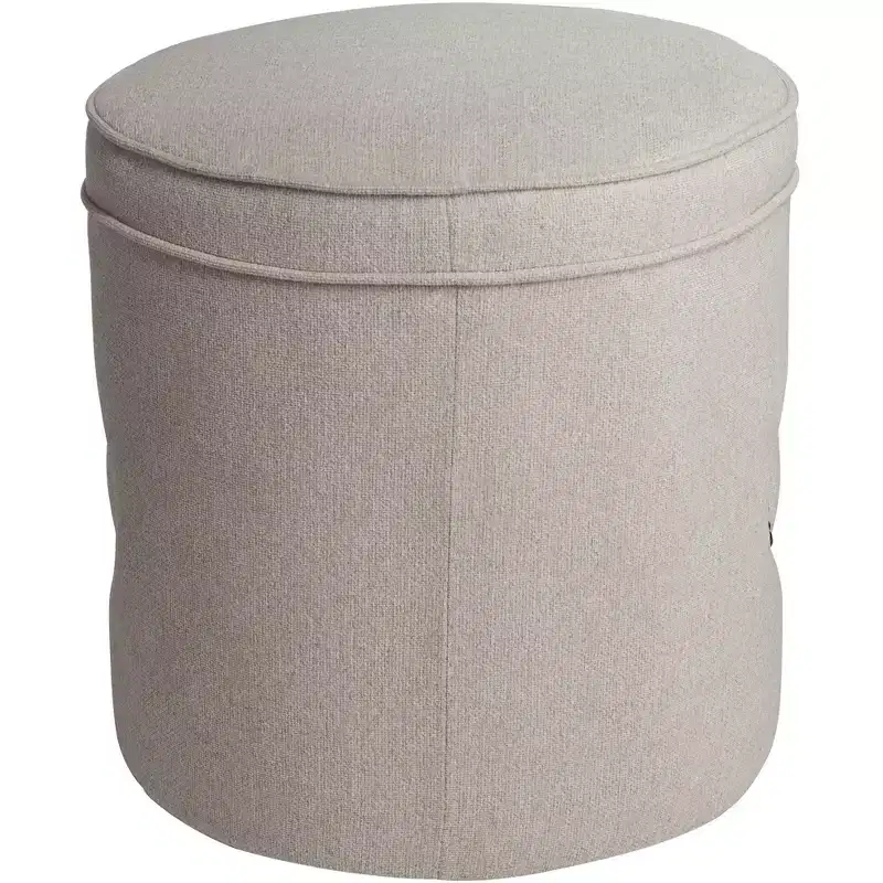 55 Downing Street Iriza Oatmeal Nailhead Round Ottoman