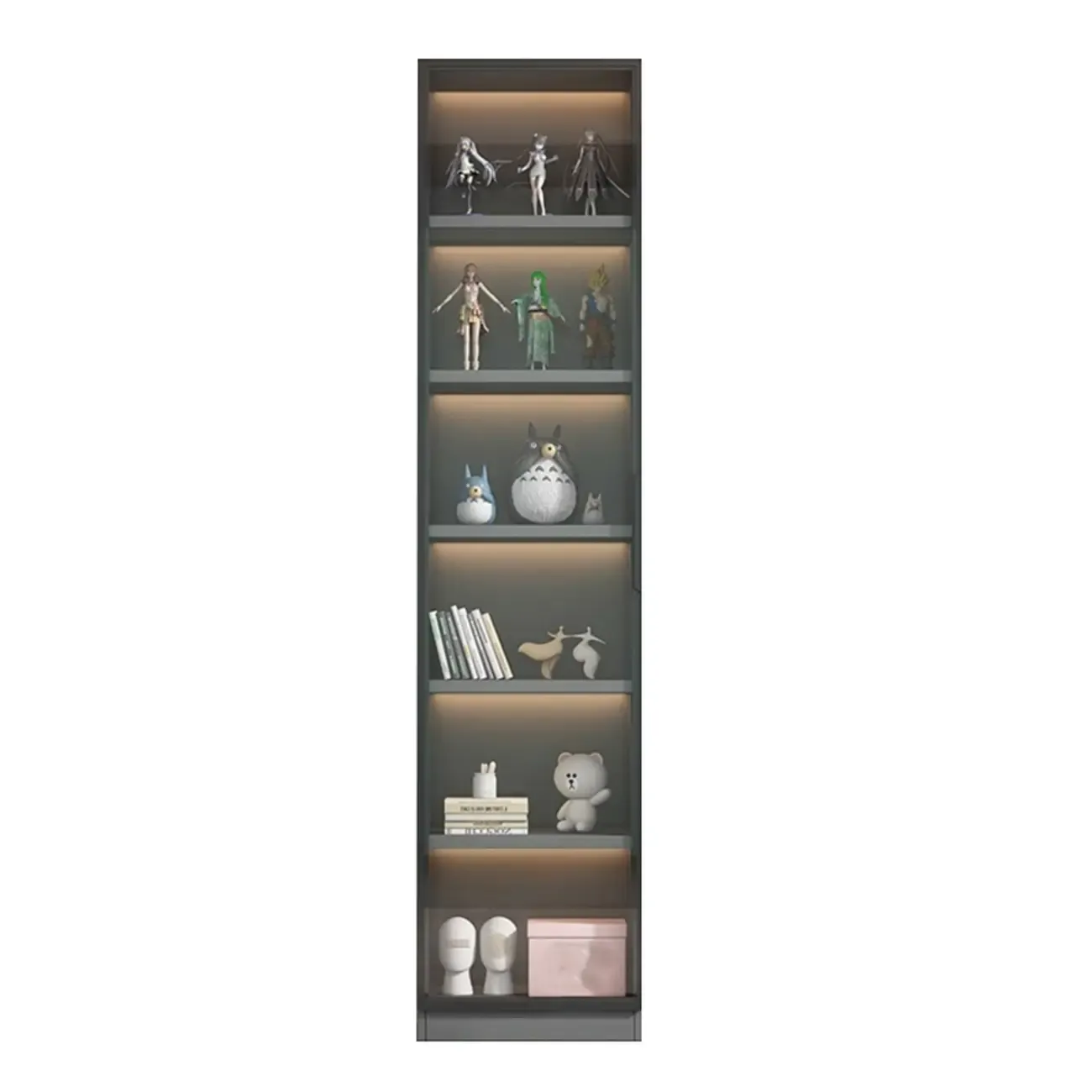 Simple Modern Gray Clear Cover Wooden Display Cabinet