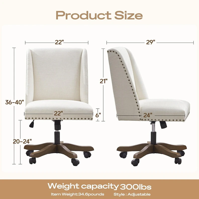 Huimo Home Office Desk Chair with Wheels, 360 Swivel