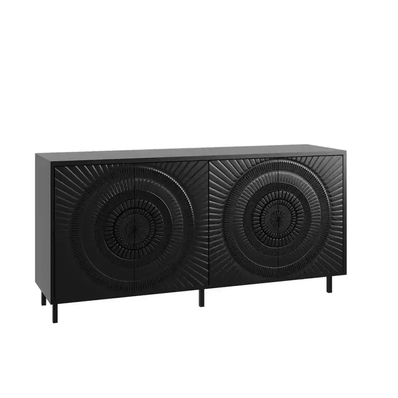 Clihome Modern Black Wood Sideboard Buffet Accent Bedroom Media Hallway Curio Kitchen Hutch Storage Cabinet Home Furniture For Dining Room,Living Room