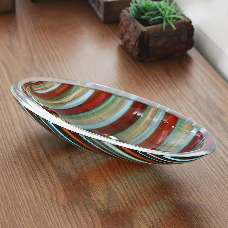 Novica Handmade Oval Circus Hand Blown Art Glass Centerpiece