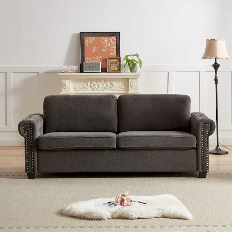 83.8  Convertible 2-in-1 Pullout Polyester Sleeper Sofa Bed