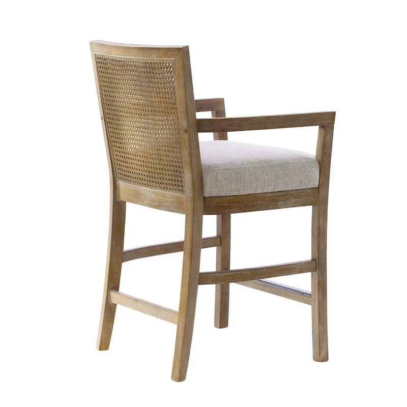 Madison Park Blaine Cream/Reclaimed Natural Cane Back Counter Stool