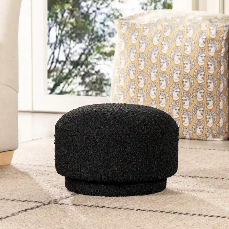 Fuji 15   Faux Sherpa Mushroom Footstool Ottoman