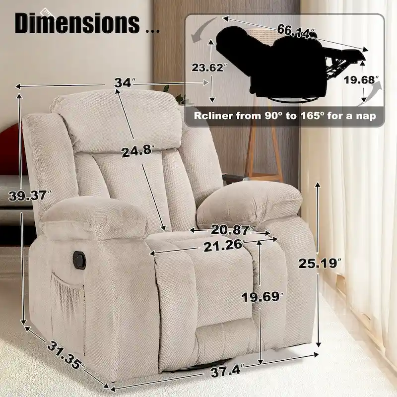 Rocker and Swivel Upholstered Recliner