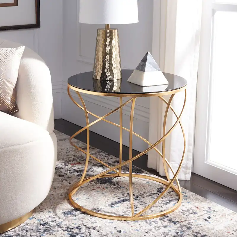 Gold/ White Top Accent Table - 20 x 20 x 21.2 - 20Wx20Dx21H