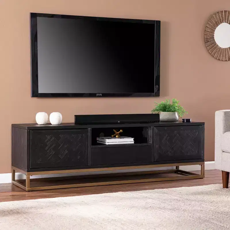 3-Shelf Iron & Wood Storage Console, Natural/Black, Single User