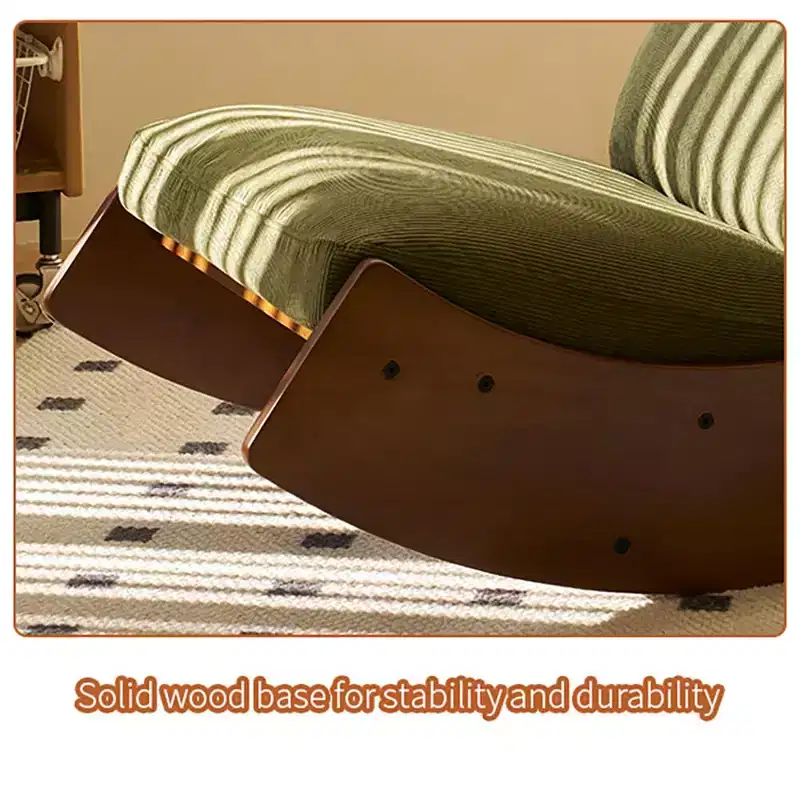 Upholstered Glider Rocking Chair, Corduroy Striped, Low Back, for Nursery, Bedroom or Living Room