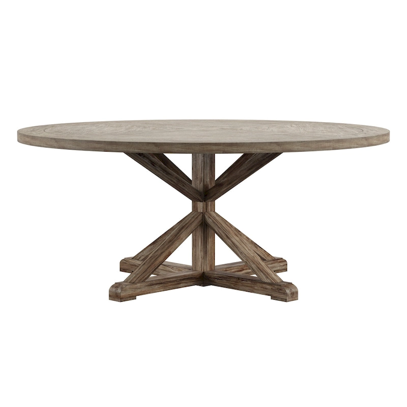 Benchwright Round Antique Grey Oak Dining Table by iNSPIRE Q Artisan
