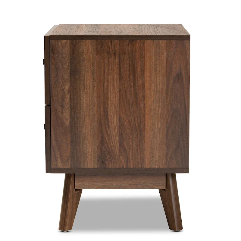 Hartman Mid-Century Modern Walnut Finished Wood 2-Drawer Nightstand