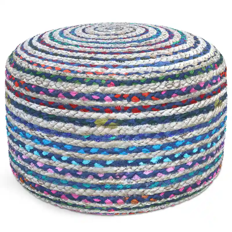 WYNDENHALL Mattise Boho Round Pouf in Braided Jute