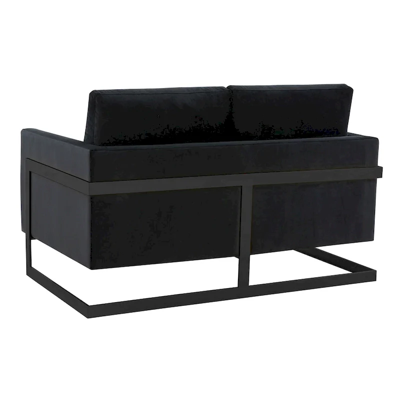 Upholstered Loveseat Sofa in Velvet Fabric with Removable Cushions and Stainless Steel Frame