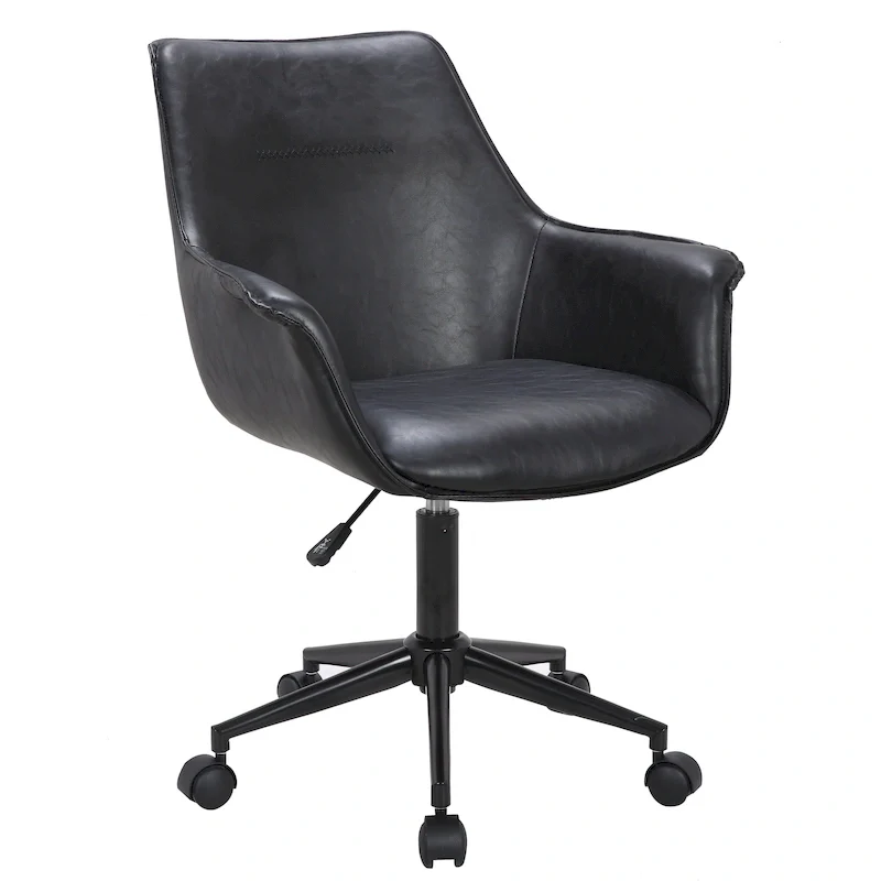 Porthos Home Jamar PU Leather Office Chair with Metal Roller Base