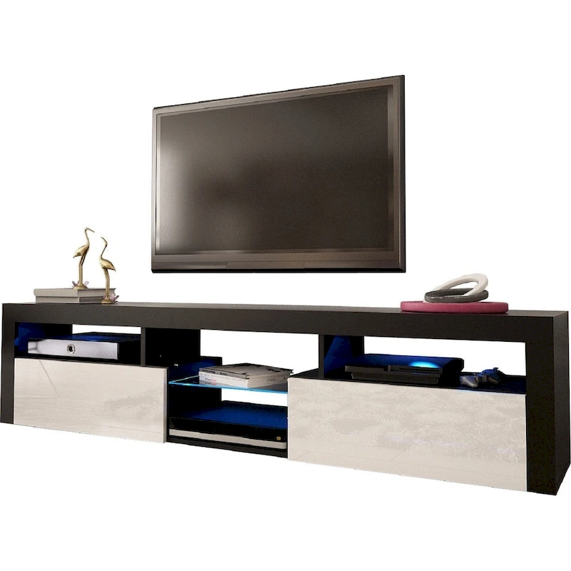 Bari 200 Wall Mounted Floating 79 TV Stand with 16 Color LEDs