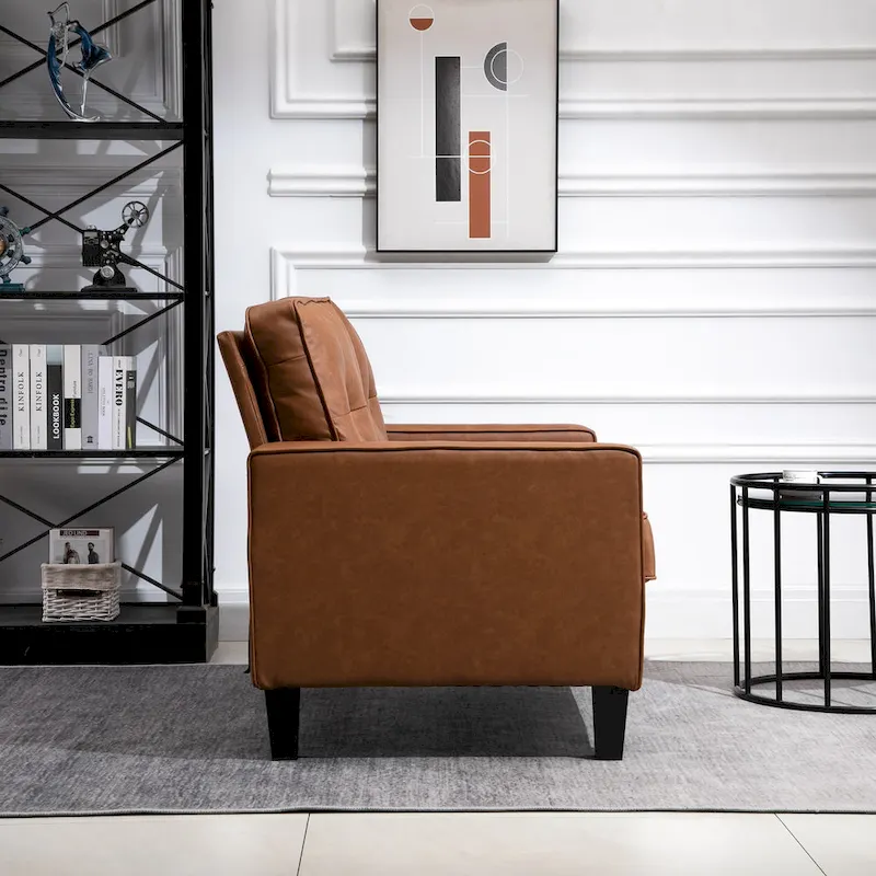 HOMCOM 51  Wide Double Sofa with Armrest, 2-Seater Tufted PU Leather and Pocket Spring Sponge Padded Cushion, Brown