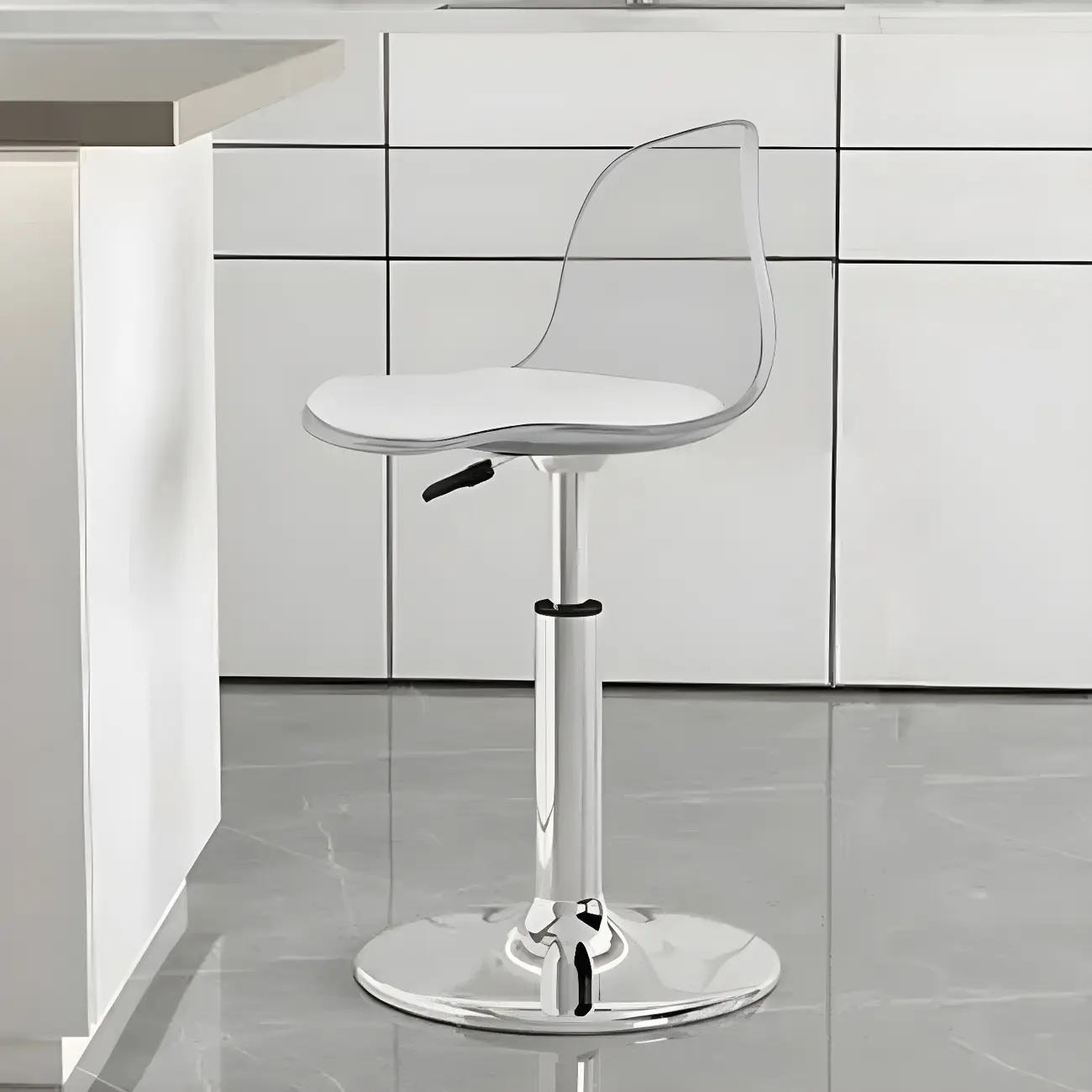 Modern Swivel Cushioned Acrylic Bar Stools with Backs