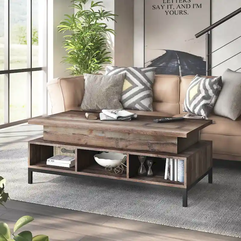 DH BASIC Rustic 47-inch Lift-Top Coffee Table with Storage