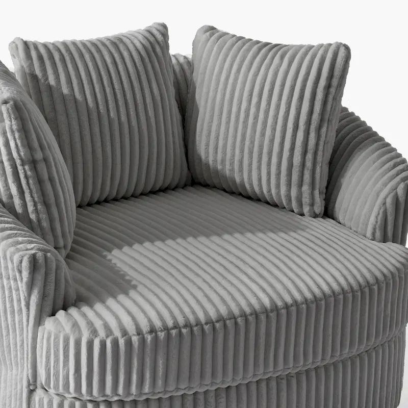 DREAMSIDEA 2 Set Recessed Arm Slipcovered Swivel Barrel Chair