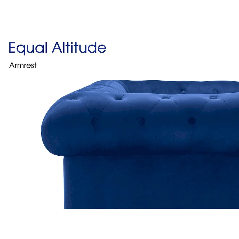 Modern Quilted Club Sofa with Oak Legs