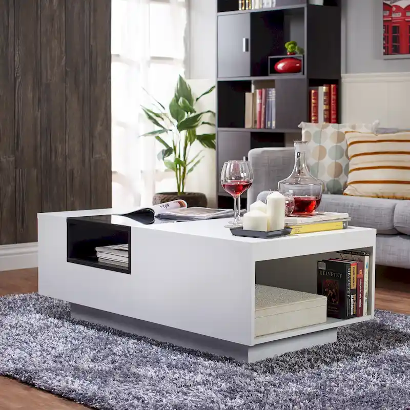 Zace Contemporary White 47-inch 3-Shelf Coffee Table by Furniture of America