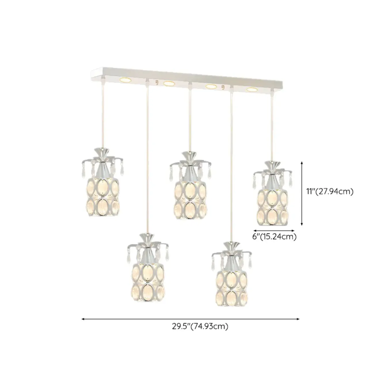 Elegant Cylinder Crystal Kitchen Island Pendant Light with Spotlight
