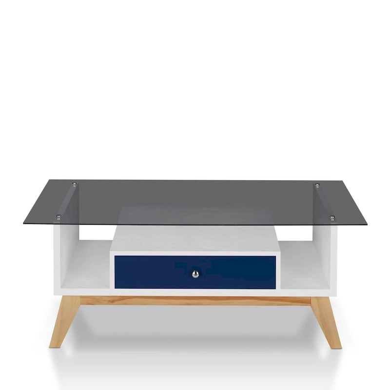 Tevi Modern 47-inch Glass Top 1-Shelf Coffee Table by Furniture of America