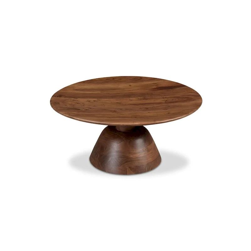 Macari Nelson Modern Solid Mango Wood Pedestal Coffee Table - 30W x 30D x 14H
