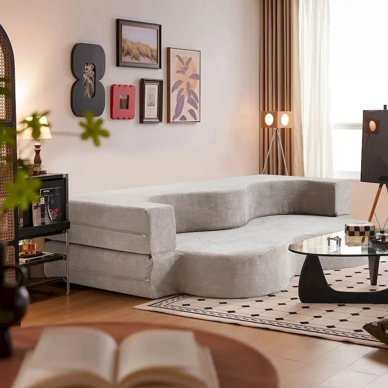 Convertible Folding Sofa Bed with High-Density Foam for Living Room, Guest Room, and Bedroom