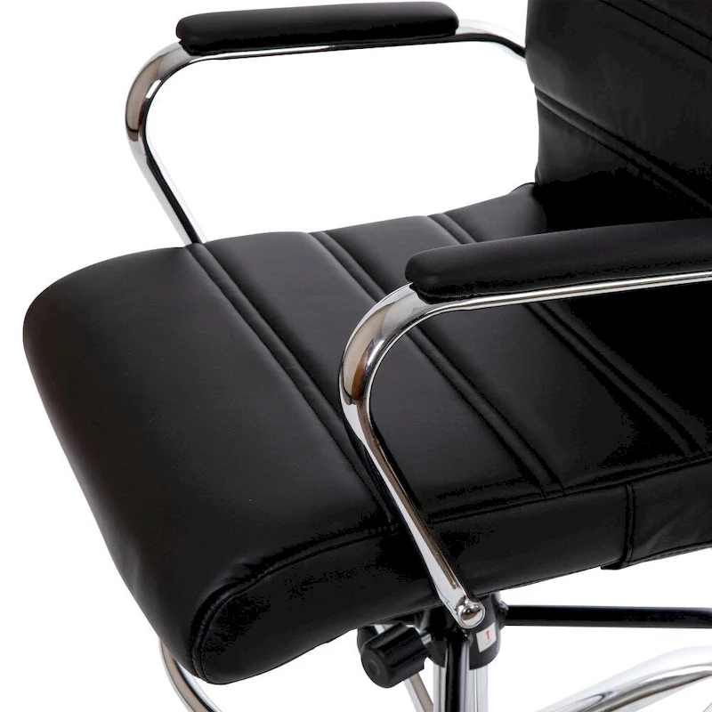 Mid-Back LeatherSoft Drafting Chair with Adjustable Foot Ring and Chrome Base