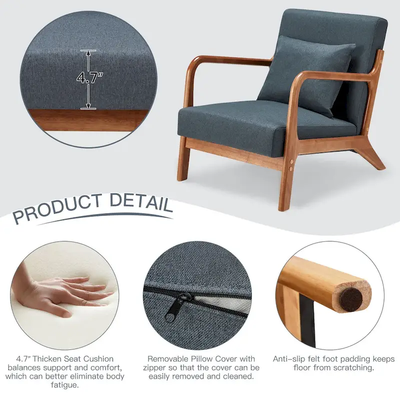 AECOJOY Mid Century Modern Living Room Reading Comfy Lounge Chairs