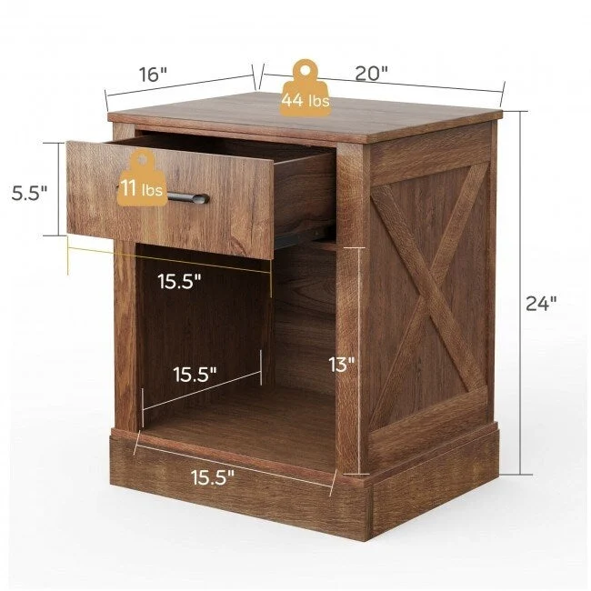 Compact Nightstand with Drawer and Shelf