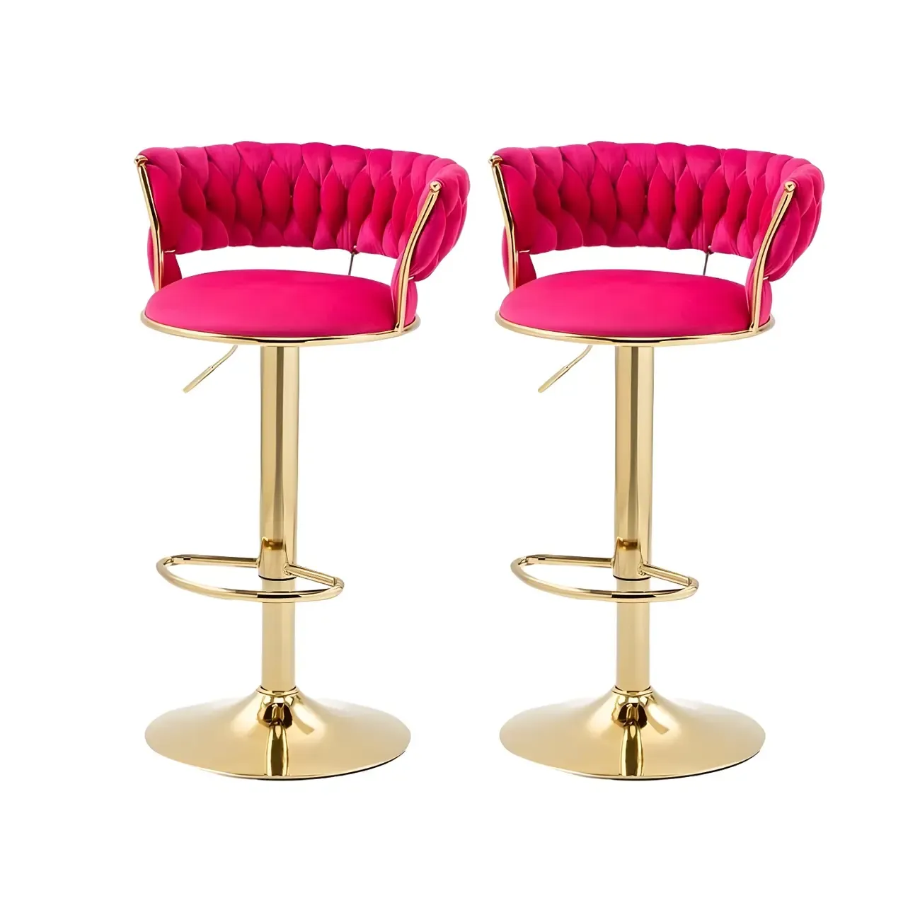 Gold Base Low Back Adjustable Swivel Bar Stool