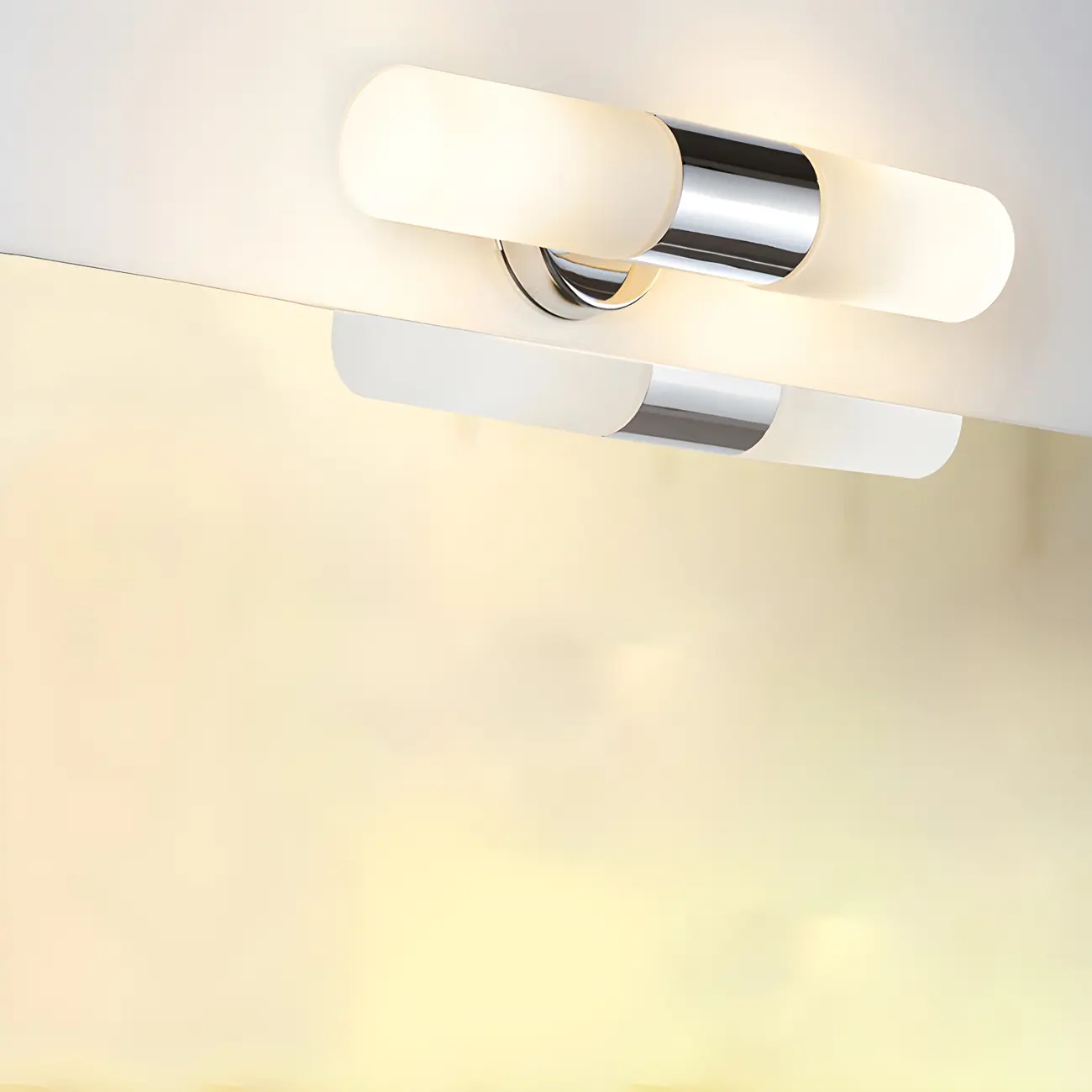 Modern Cylinder Glass Silver Dual Bathroom Vanity Light