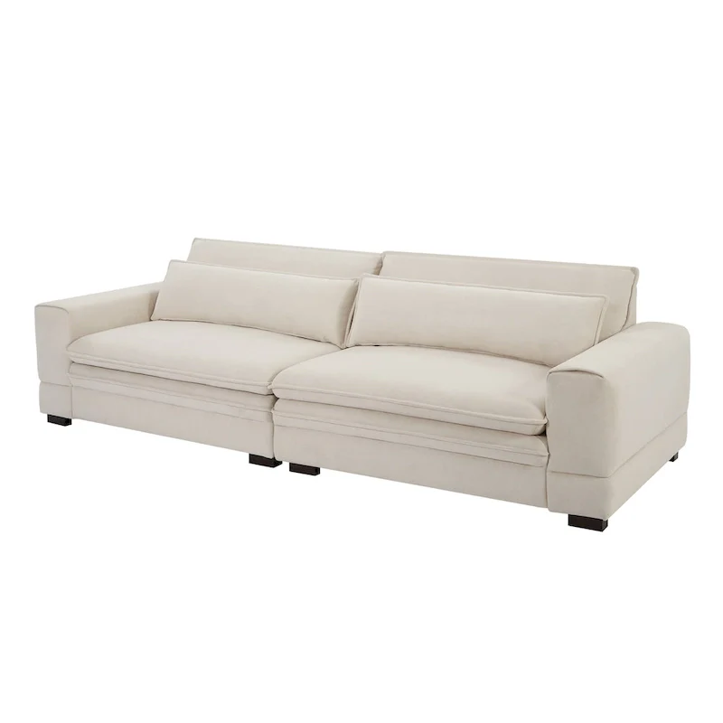 Mid-Century Sofa Couch Modern Upholstered Couch for Livingroom,Bedroom, Apartment, Home Office Beige