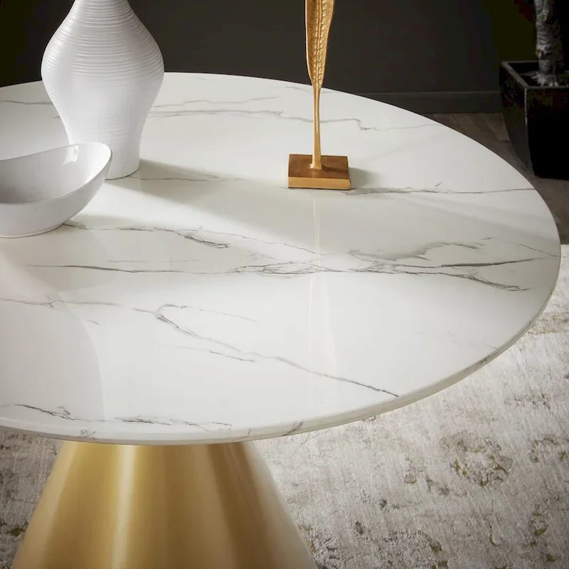 Darcy 46  Wide Faux Marble Round Dining Table by iNSPIRE Q Bold