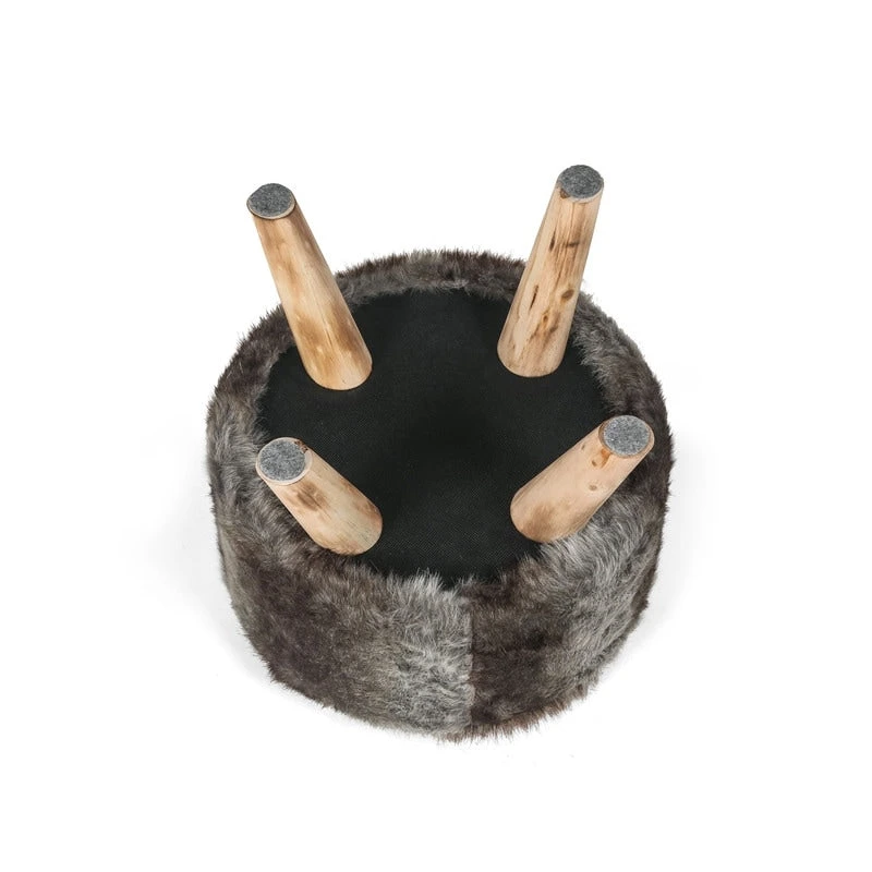 Adeco Modern Round Padded Upholstered Ottoman Footrest Stool