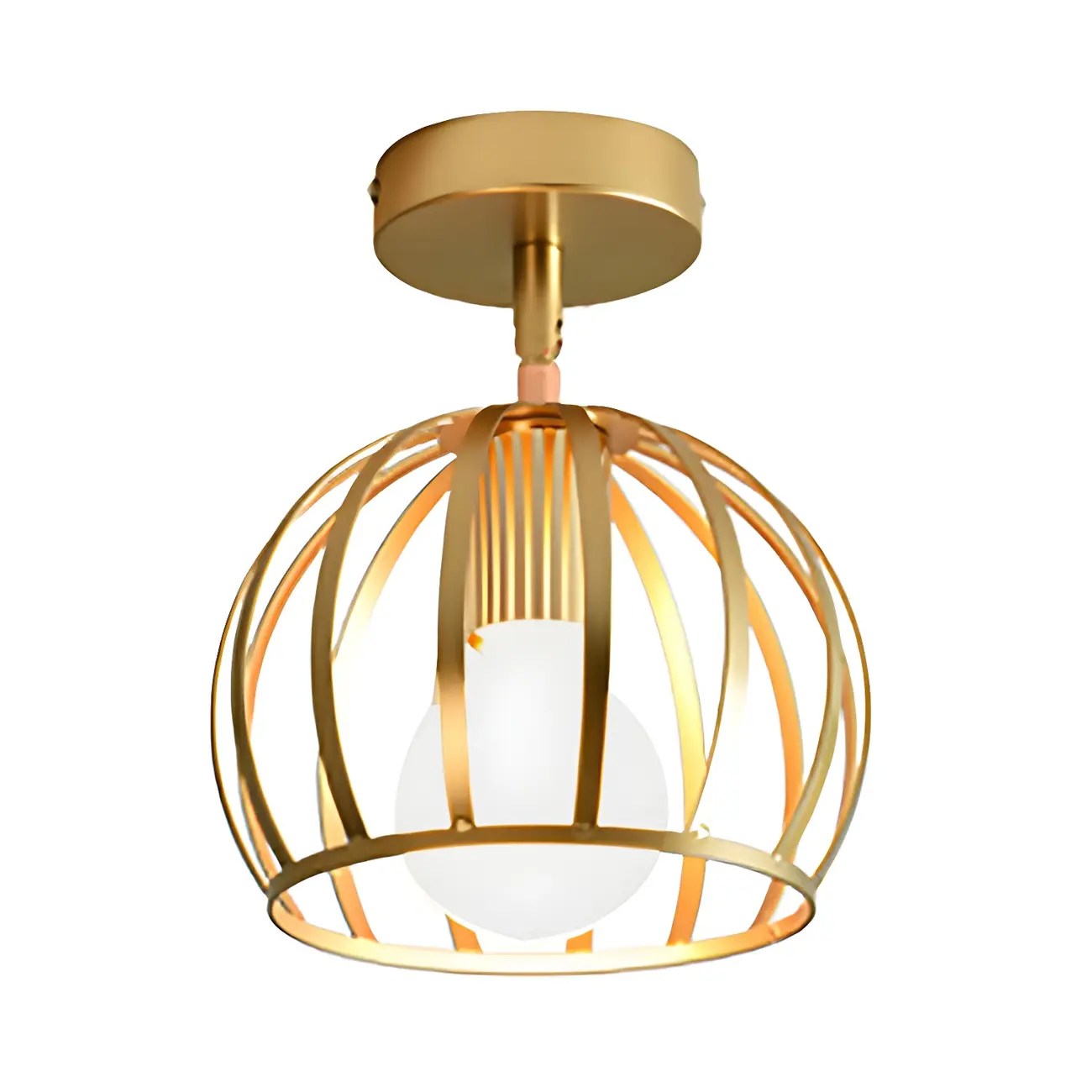 Industrial Brass Dome Semi Flush Metal Ceiling Light