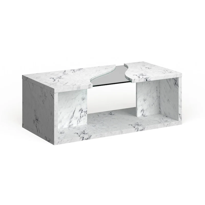 Kobe Modern Faux Marble Veneer Coffee Table with Shelf by Furniture of America