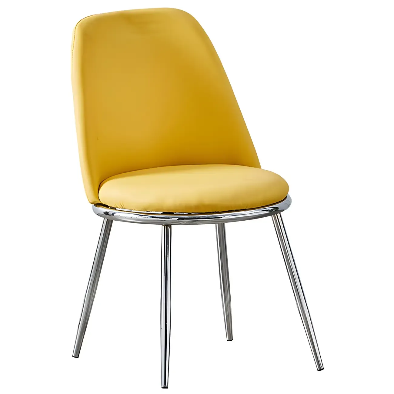 Glam Scandinavian Leather Armless Dining Chairs Metal Frame