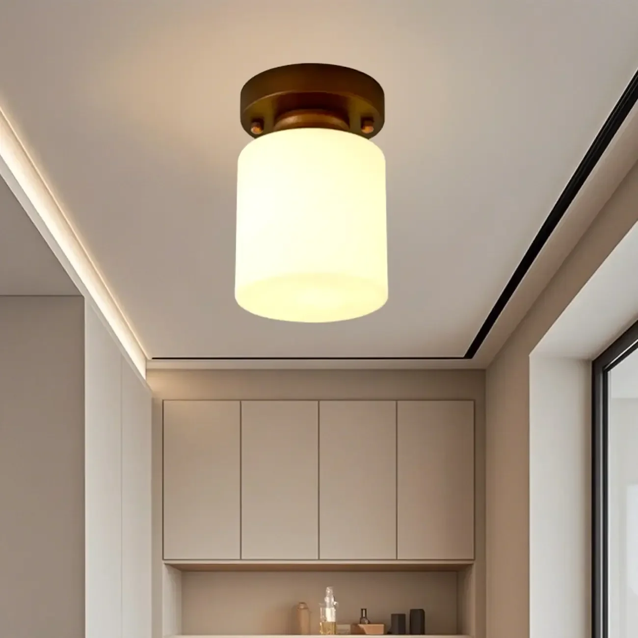 5 to 9 Inch Cube Glass Metal Semi Flush Ceiling Light