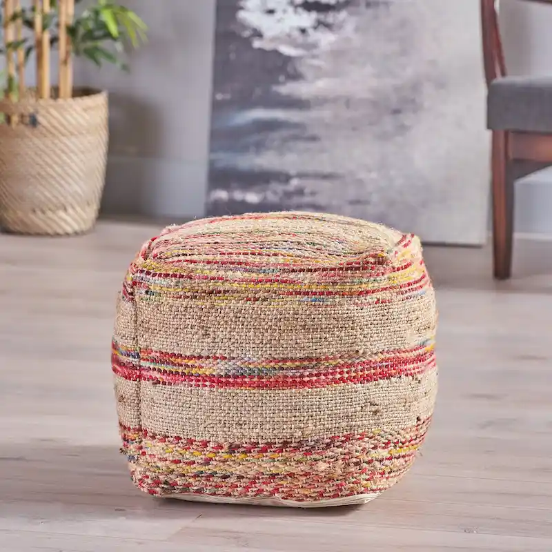 Caiman Handcrafted Boho Fabric Pouf by